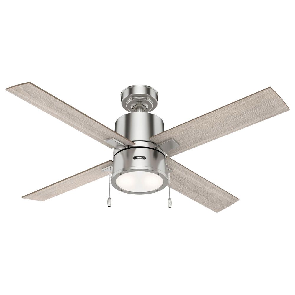 Hunter Beck 52" Ceiling Fan with LED Lights in Brushed Nickel, , large
