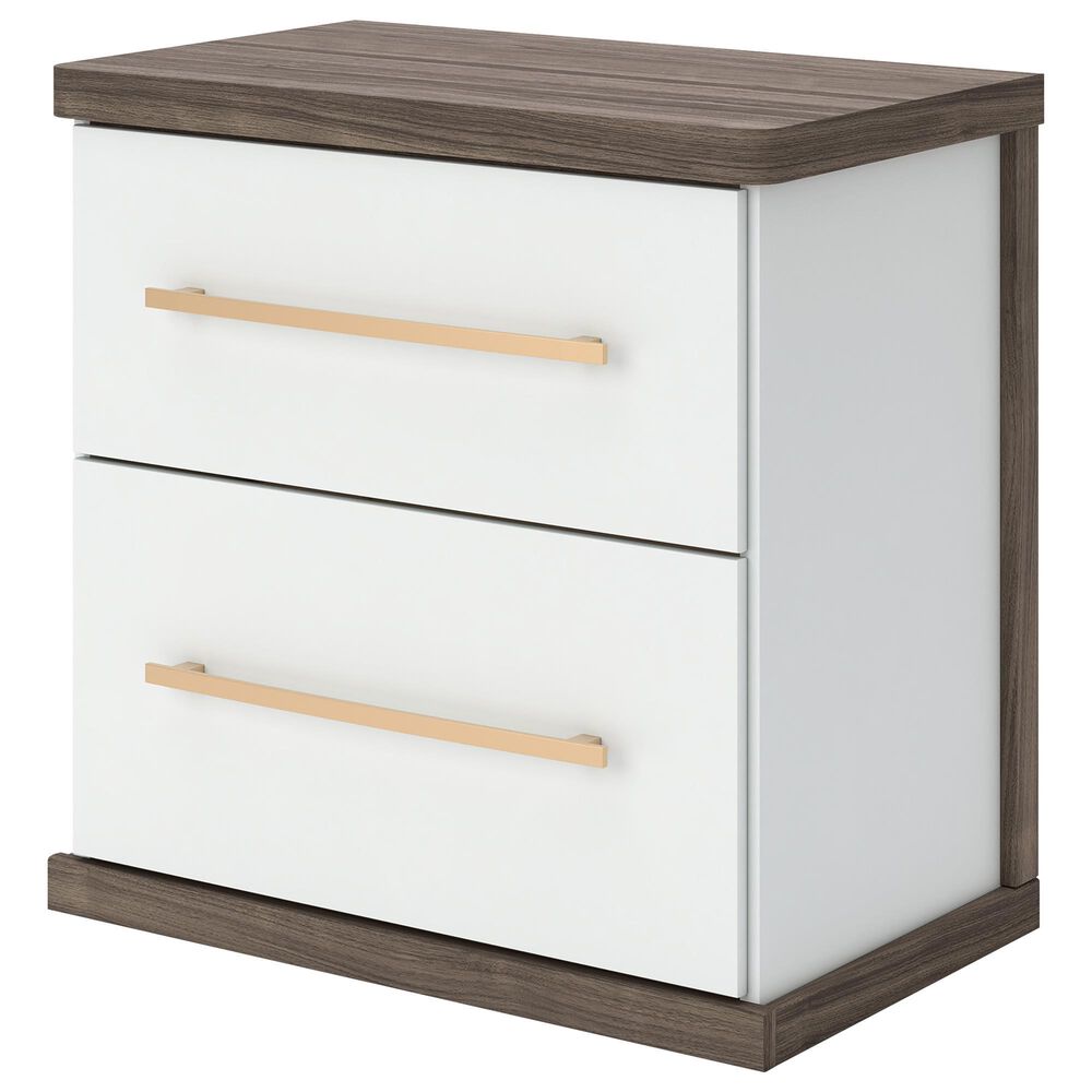 Ashley Kendanport King Upholstered Bed with Two Nightstands in Brown and White, , large