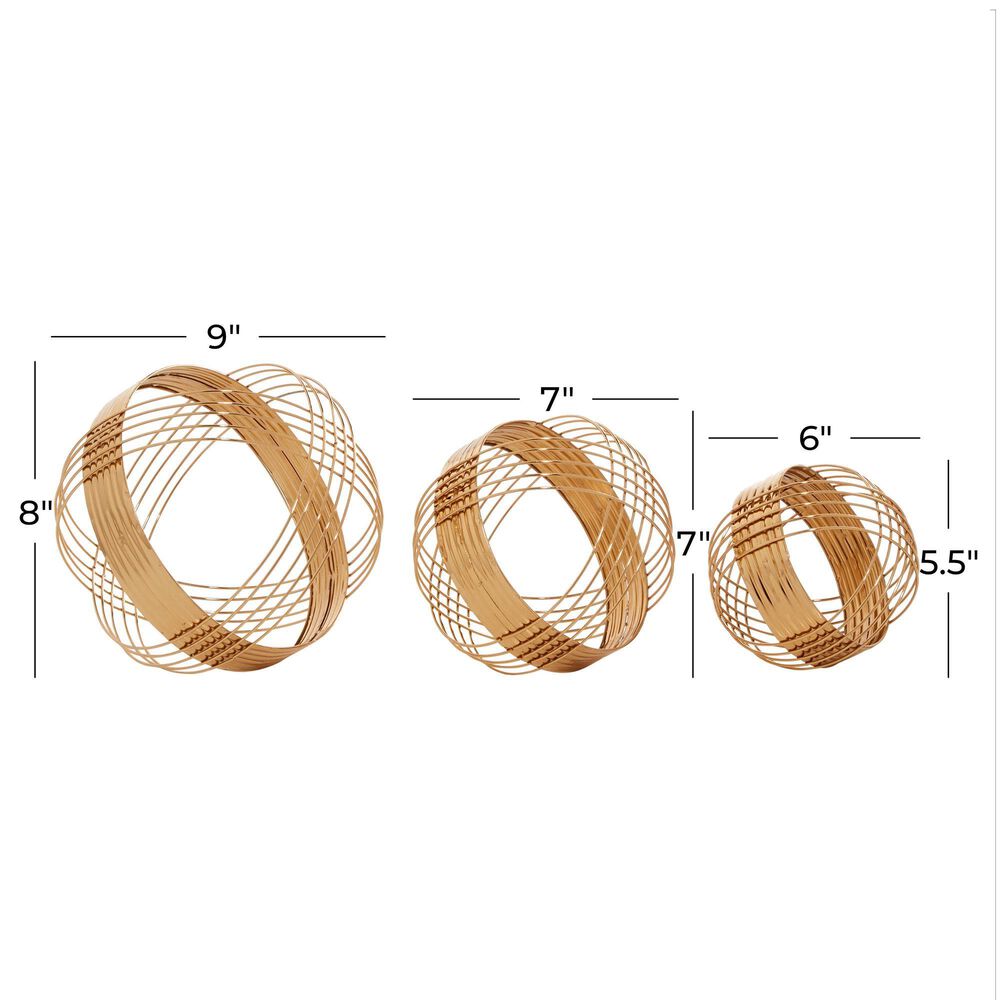 CosmoLiving by Cosmopolitan Contemporary Metal Sculptures in Gold &#40;Set of 3&#41;, , large