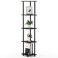 HOMLUX 5-Tier Modern Tall Corner Open Bookshelf in Dark Brown and Black, , large
