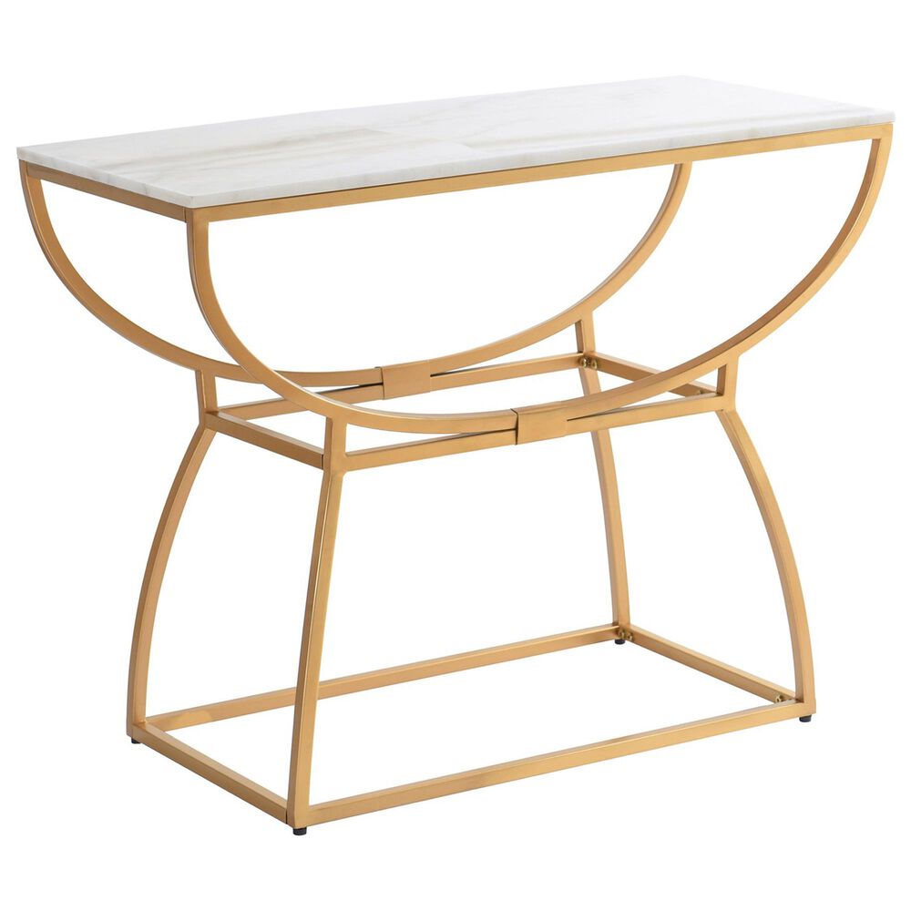 Stylecraft Lamps Inc Loren Console Table in Gold and White, , large