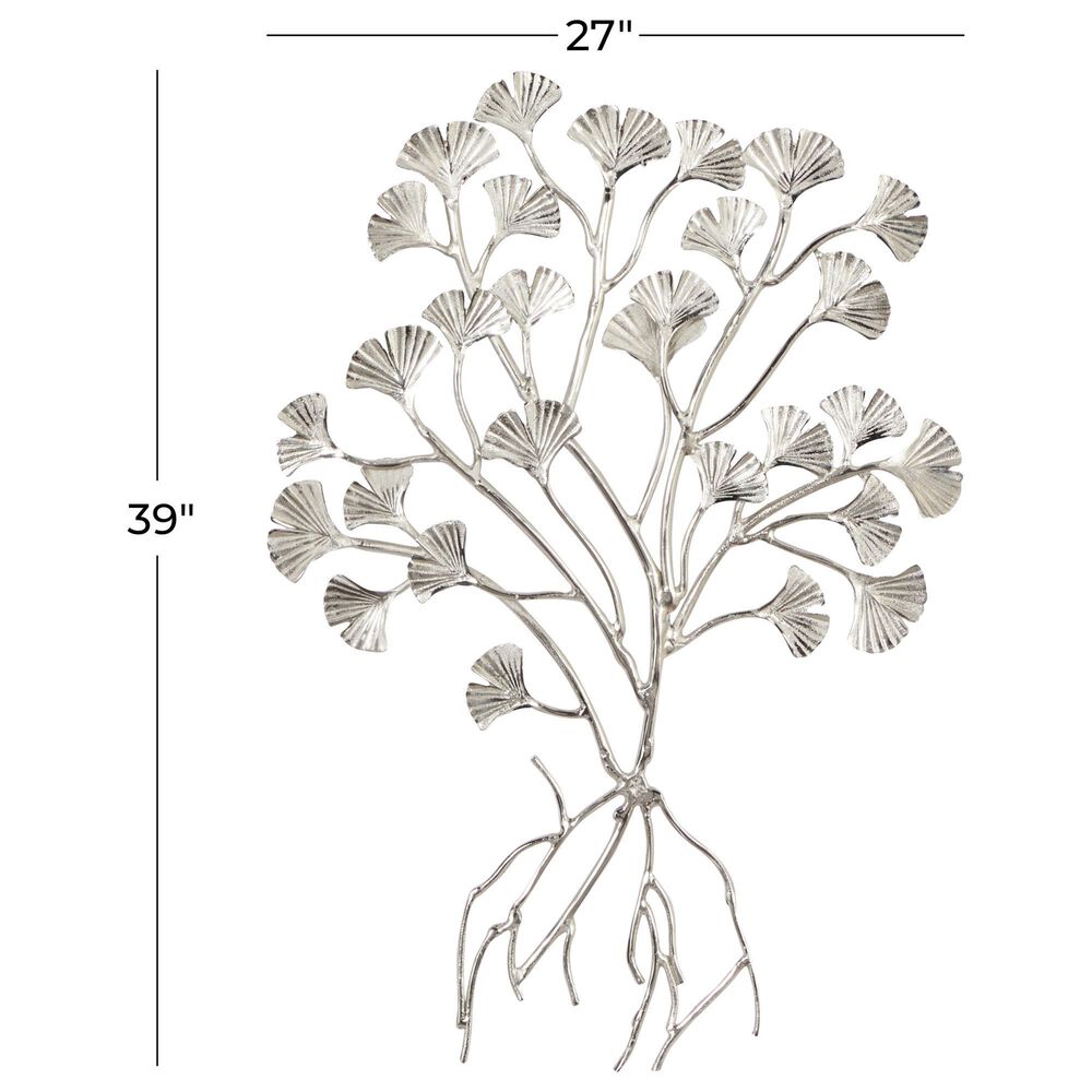 Maple and Jade 39&quot; x 27&quot; Glam Flowers Wall Decor in Silver, , large