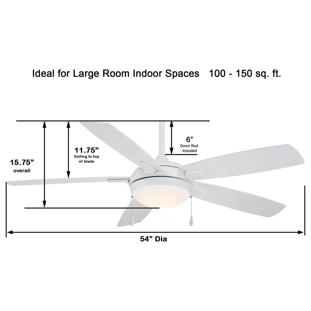 Minka-Aire Lun Aire 54" Ceiling Fan with LED Light in White, , large