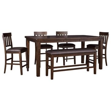 Ashley Haddigan 6-Piece Rectangular Dining Set in Smoky Dark Brown, , large