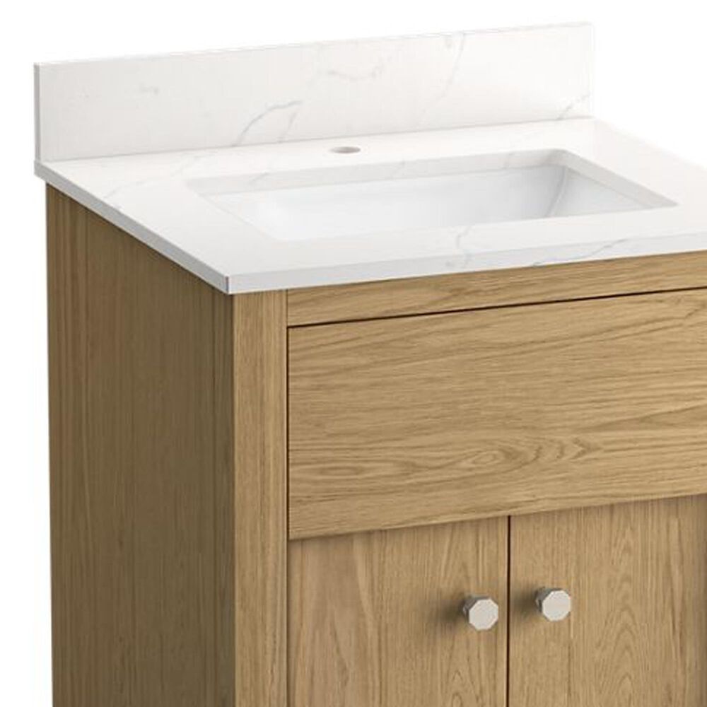 Kohler Alouette 24" Single Bathroom Vanity in Light Oak with 2 cm White Quartz Top and Rectangular Sink, , large
