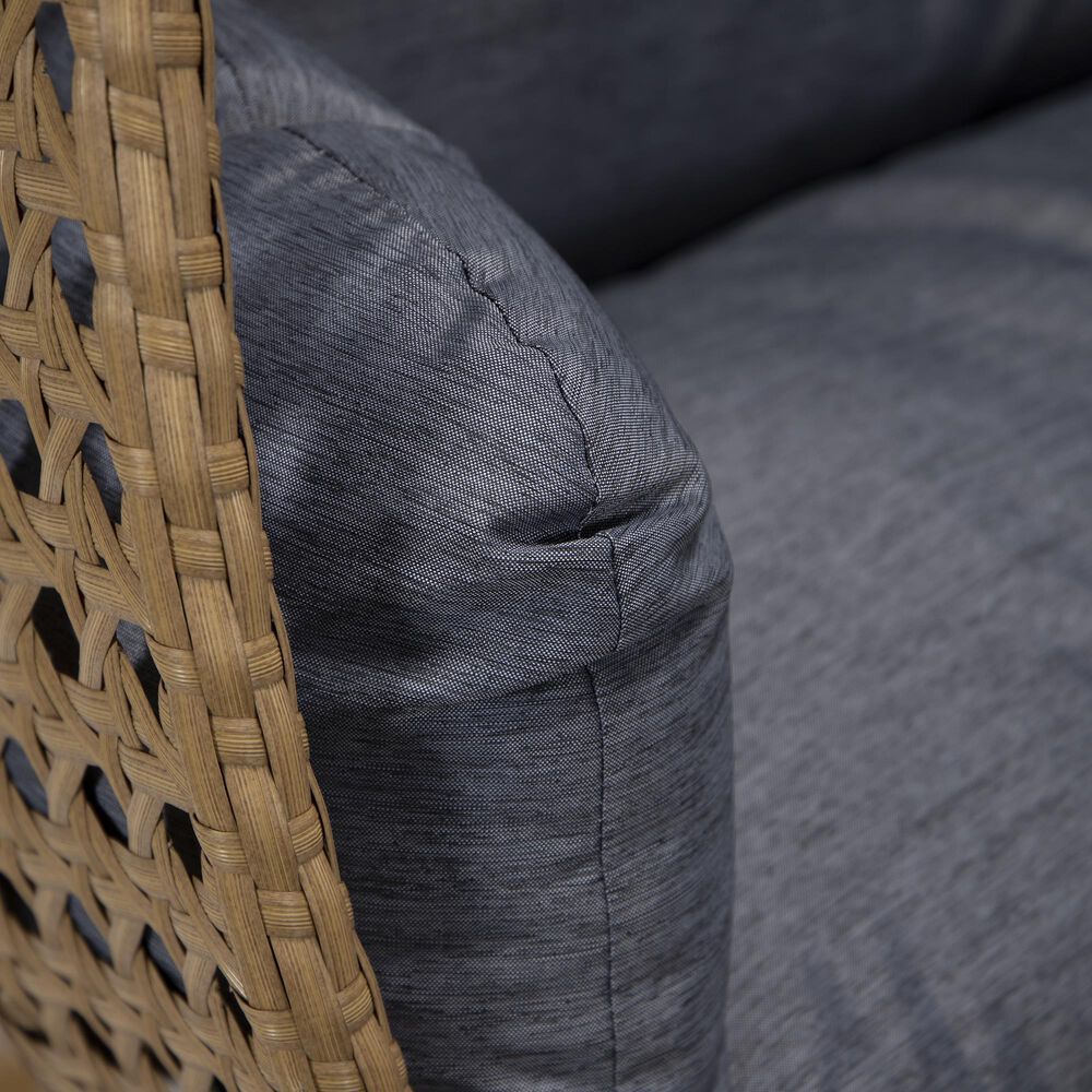 Leisuremod Mendoza Patio 2-Seat Hanging Egg Swing Chair with Charcoal Cushion in Light Brown, , large
