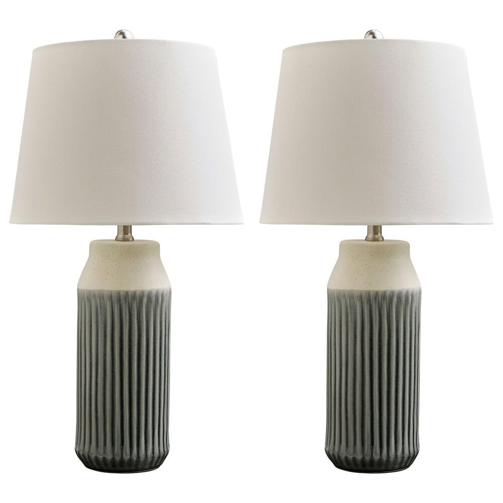 Ashley Afener Table Lamp in Blue and Beige (Set of 2), , large