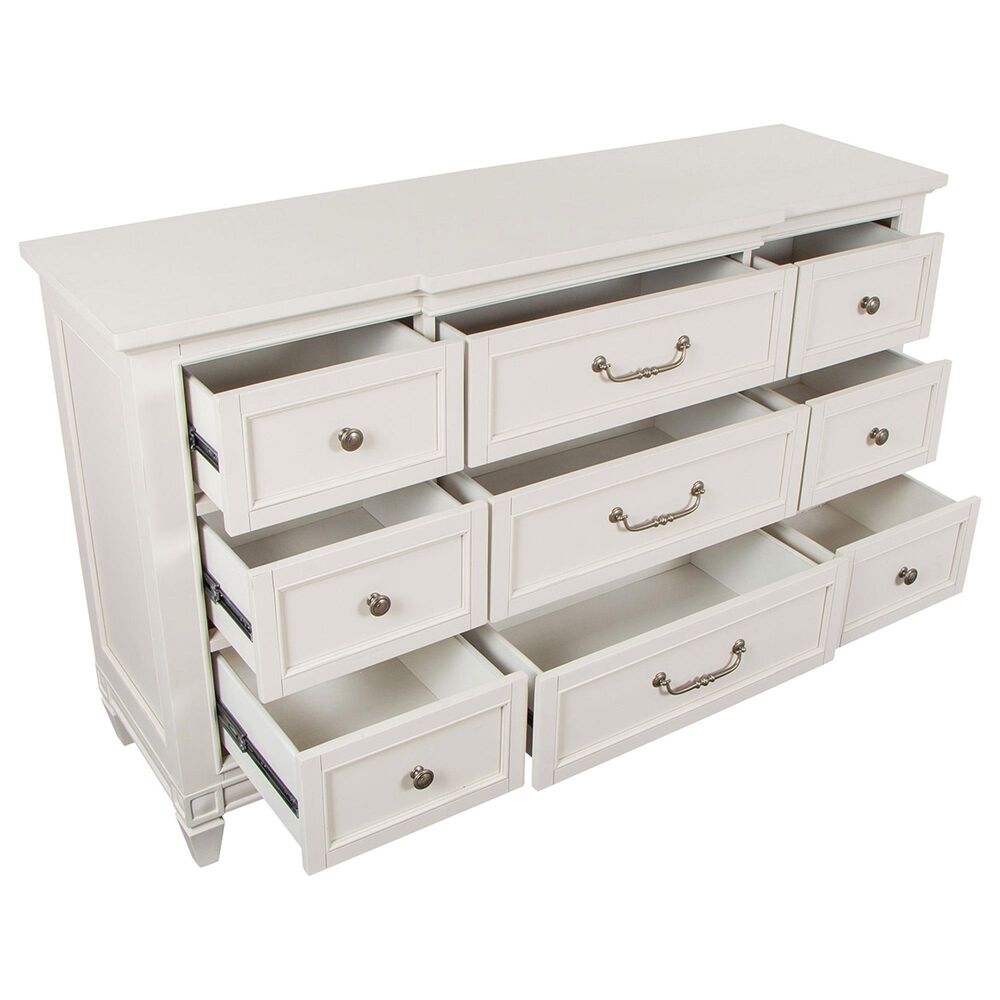 Nicolette Home Willowbrook King Panel Bed with Dresser and Nightstand in Egg Shell White, , large