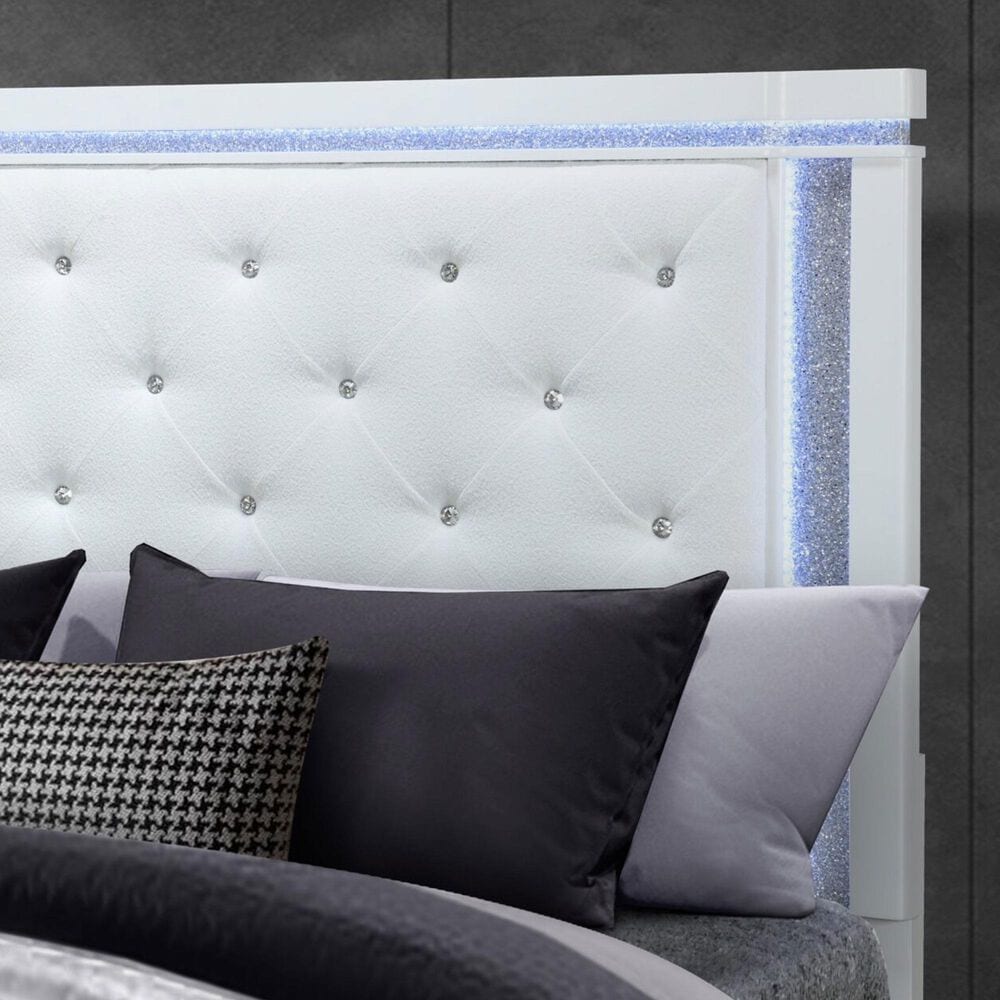 Global Furniture USA Alina Full Panel Bed with LED in White, , large