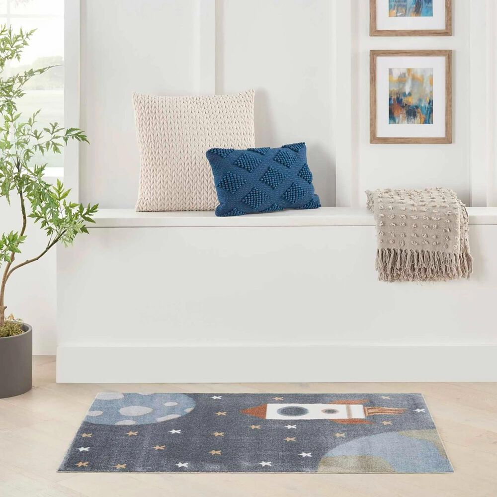 Nourison Astra Machine Washable 3&#39;3&quot; x 5&#39; Sky Blue Kids Rug, , large