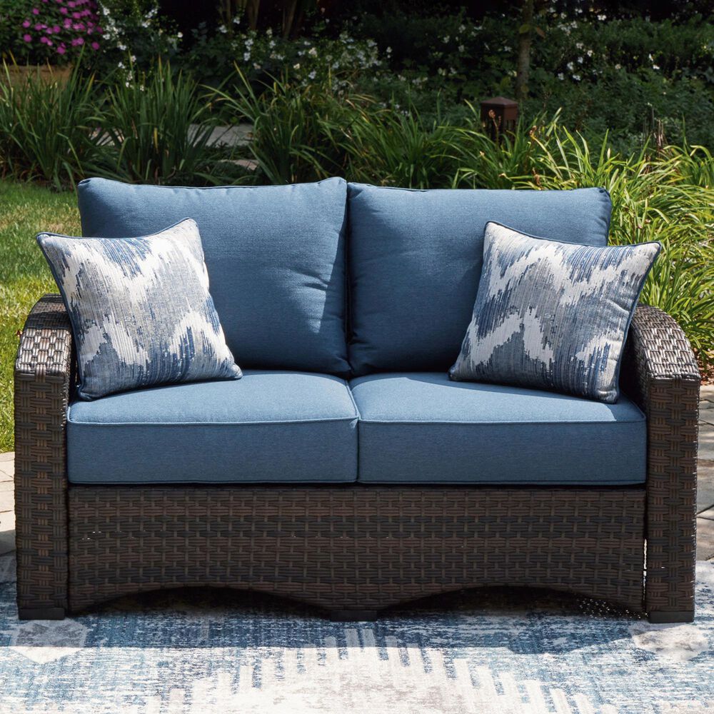 Ashley Windglow Patio Loveseat in Brown, , large