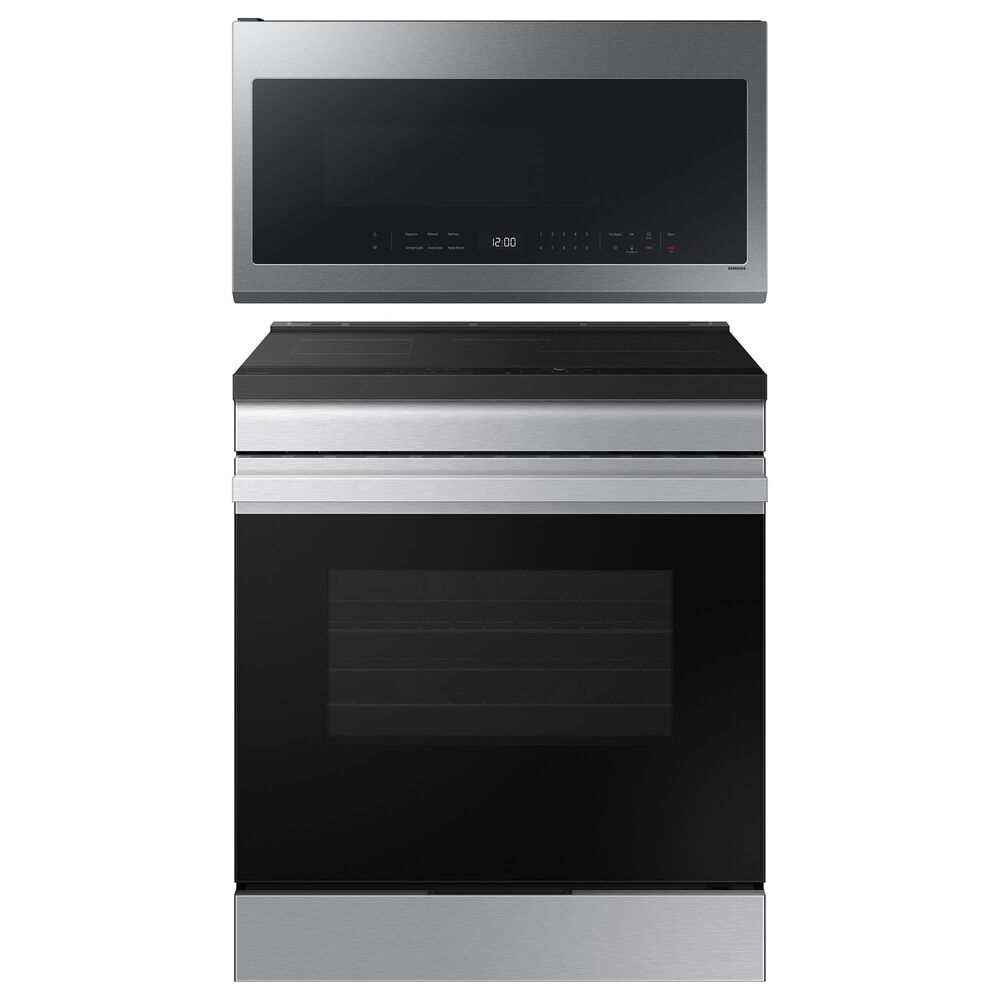 SAMSUNG 2-Piece Kitchen Package with 30" Slide-In Induction Range and 2.1 Cu. Ft. Over-the-Range Microwave in Fingerprint Resistant Stainless Steel, , large