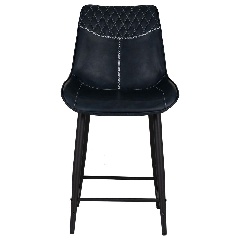 Linon Home Decor Elder 24" Counter Stool with Navy Cushion in Black, , large