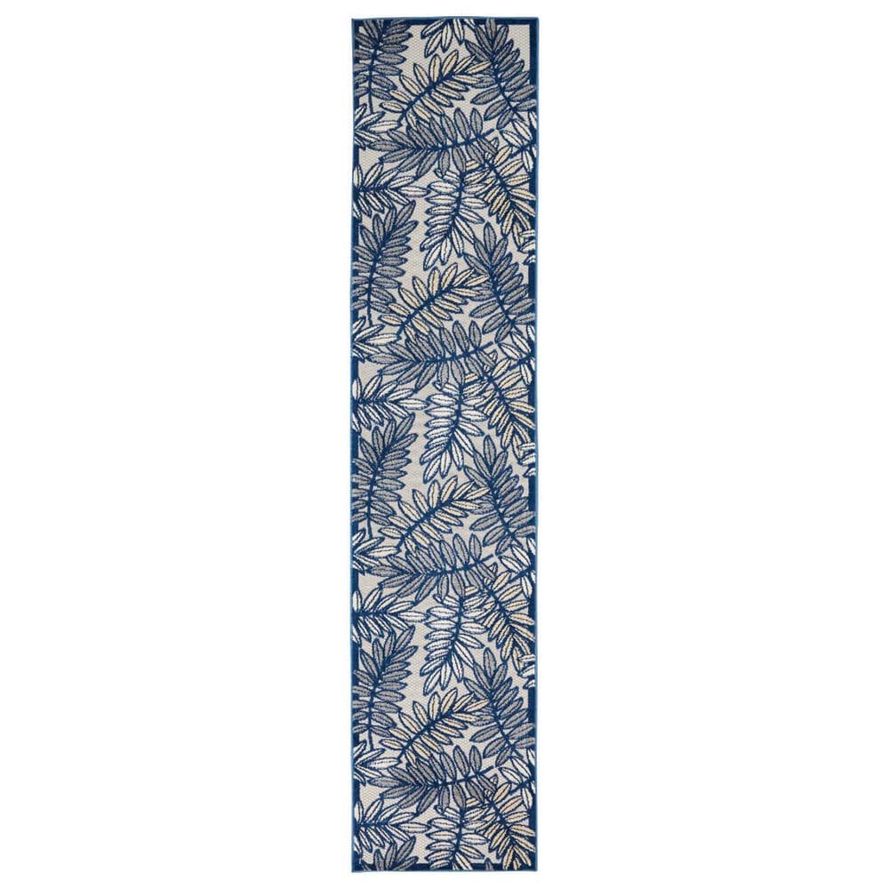Nourison Aloha ALH18 2"3" x 12" Ivory and Navy Indoor/Outdoor Runner, , large