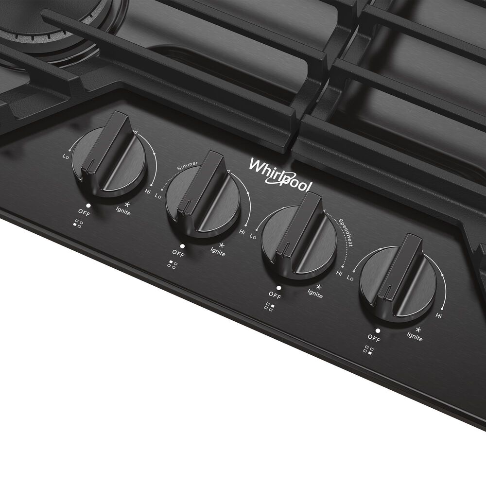 Whirlpool 30&quot; Gas Cooktop with 4 Burner in Black Stainless, , large