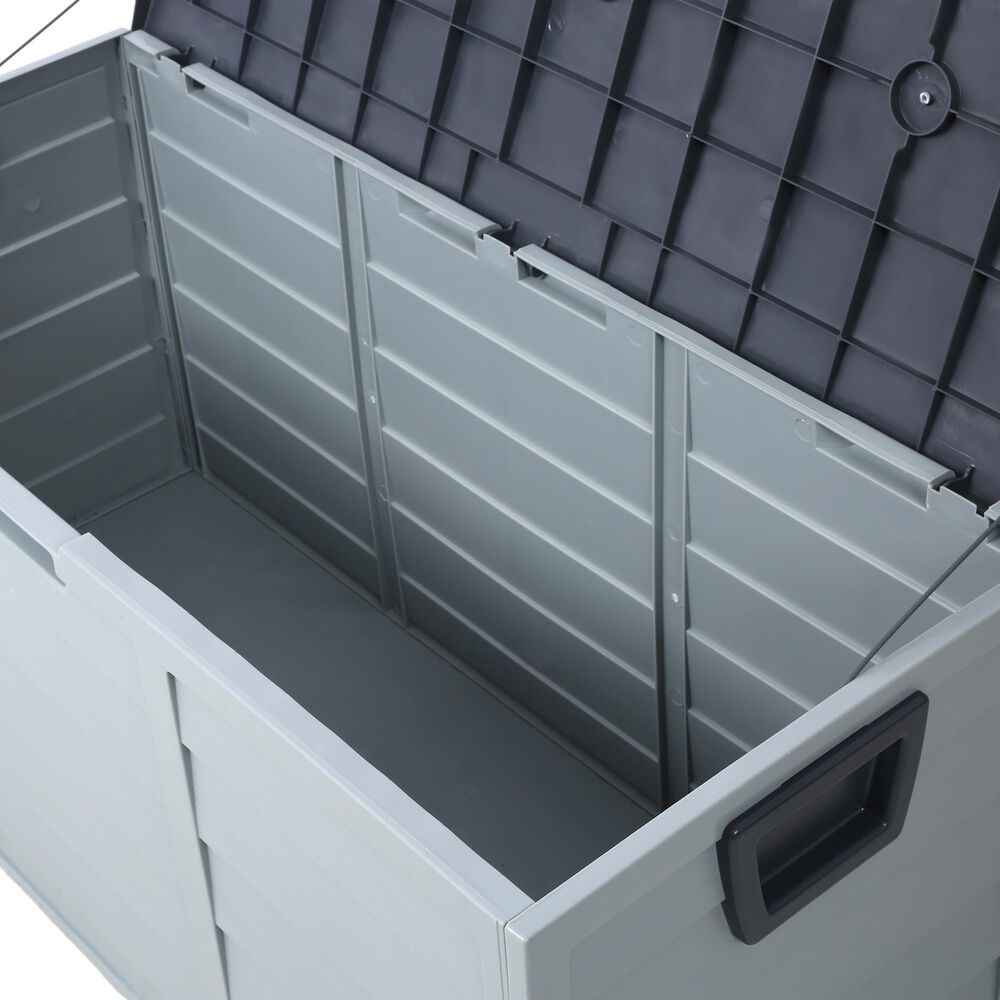 Hearth and Haven 75-Gallon Outdoor Plastic Deck Box with Built-In Wheels in Gray, , large