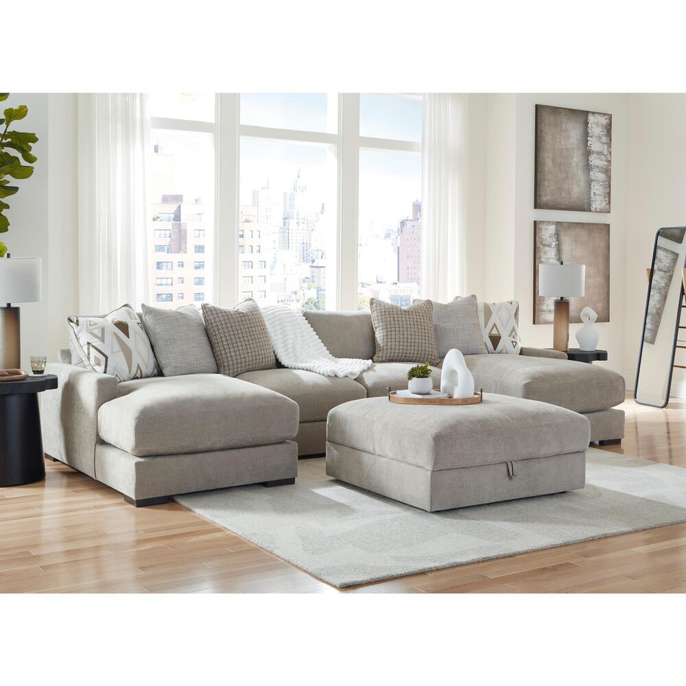 Ashley Aslan Court Storage Ottoman in Flax, , large