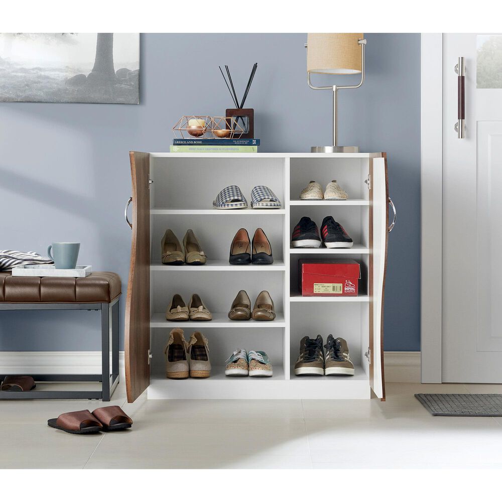 Furniture of America Edwards 8-Shelf Shoe Cabinet in White, , large