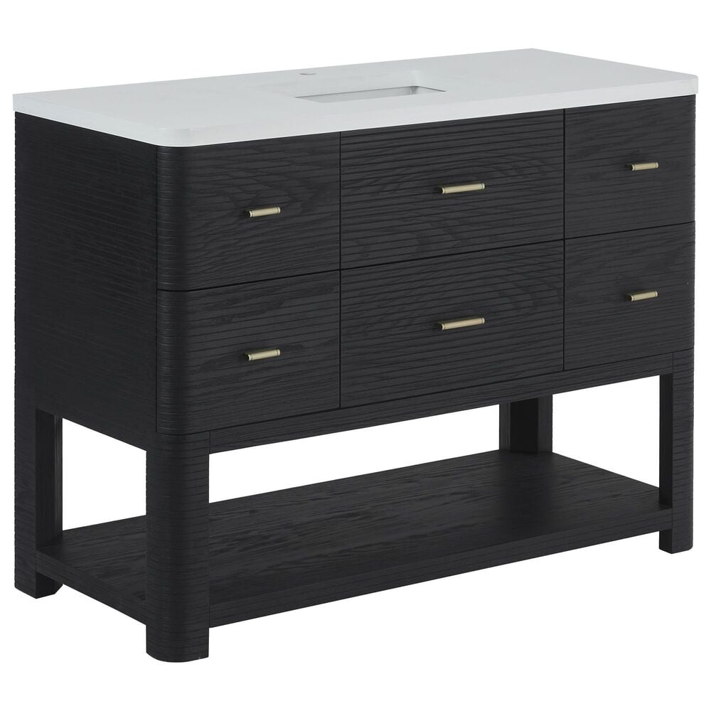 James Martin Vanities Lucian 48" Single Vanity in Carbon Oak with 3 cm White Zeus Quartz Top, , large