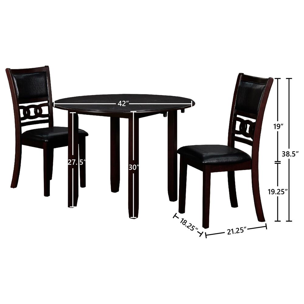 New Heritage Gia 3-Piece Round Drop Leaf Dining Set in Ebony, , large