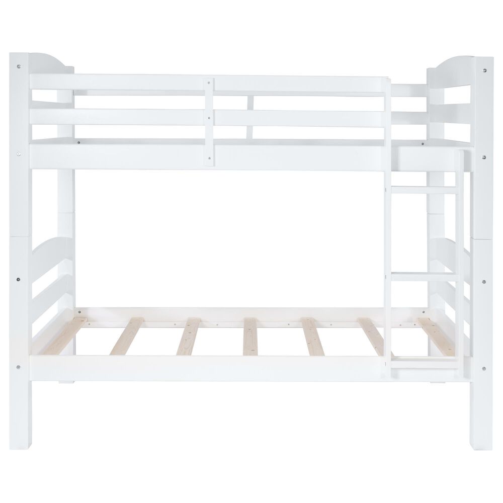Linon Home Decor Levi Twin Over Twin Bunk Bed in White, , large