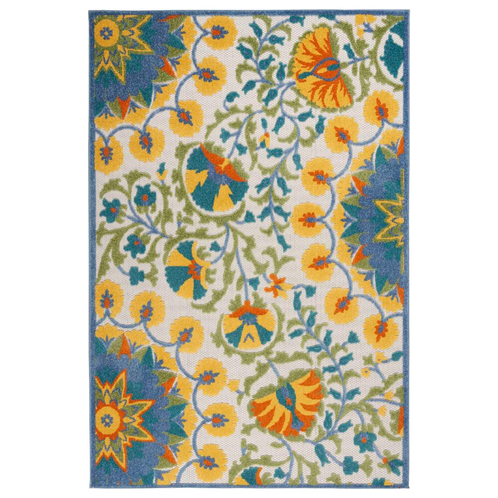 Nourison Aloha 2"8" x 4" Blue, Yellow, Orange, Green and White Indoor/Outdoor Area Rug, , large