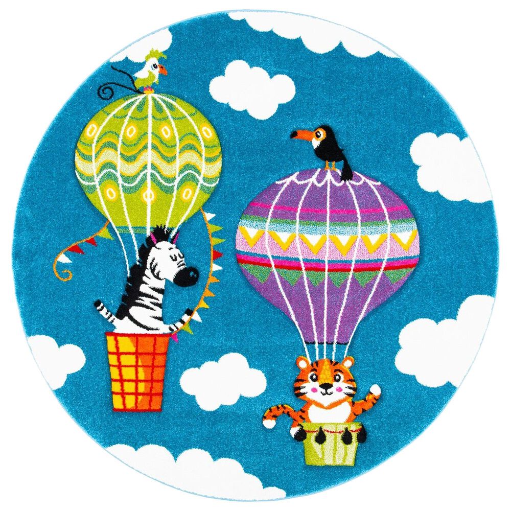 Safavieh Carousel 6"7" Round Blue and Green Kids Area Rug, , large
