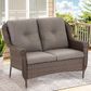 Sunwell Garden 2-Seater Patio Loveseat with Floral Armrests in Gray, , large