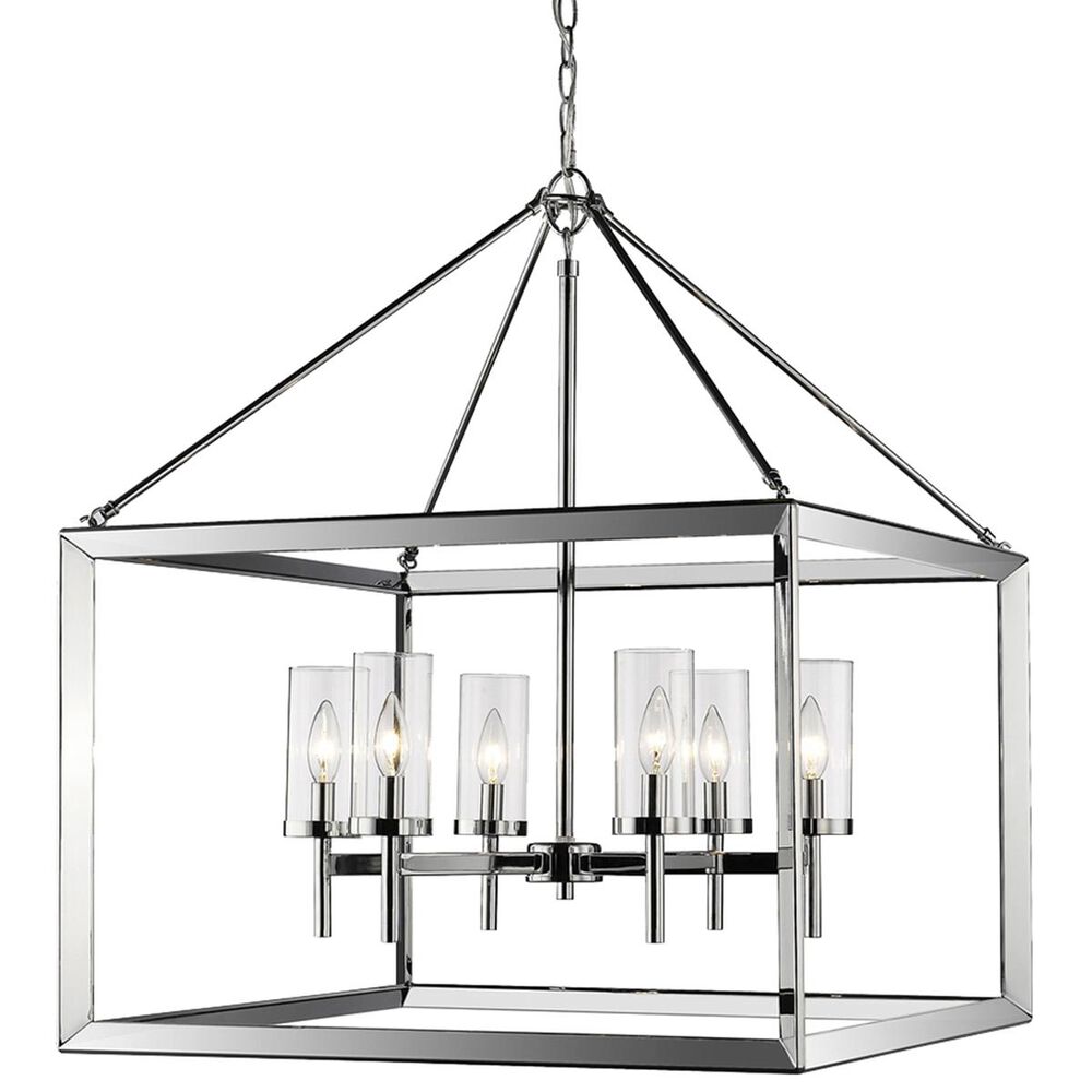 Golden Lighting Smyth 6-Light Chandelier in Chrome with Clear Glass, , large