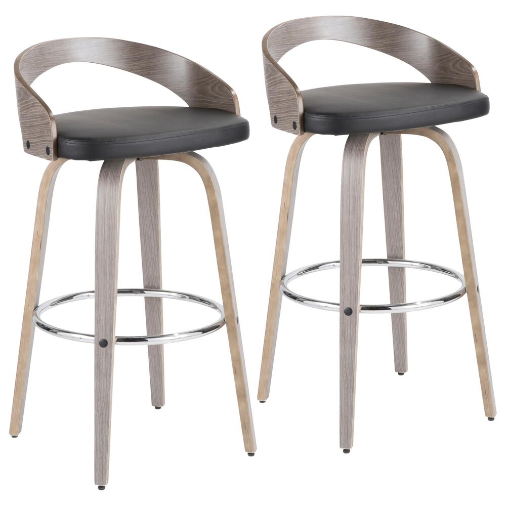Lumisource Grotto Barstool in Black/Grey/Chrome (Set of 2), , large