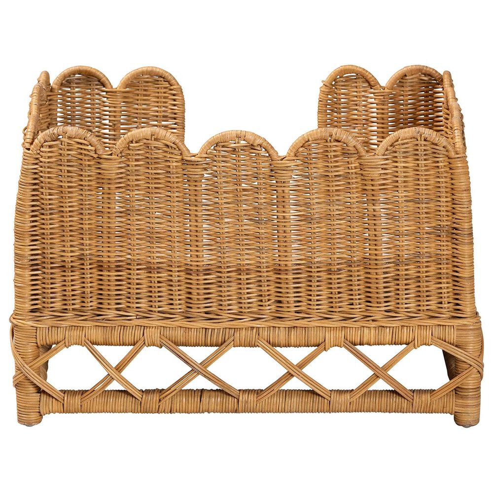 Baxton Studio Palm Rattan Pet Bed with Removable Cushion in Light Honey, , large