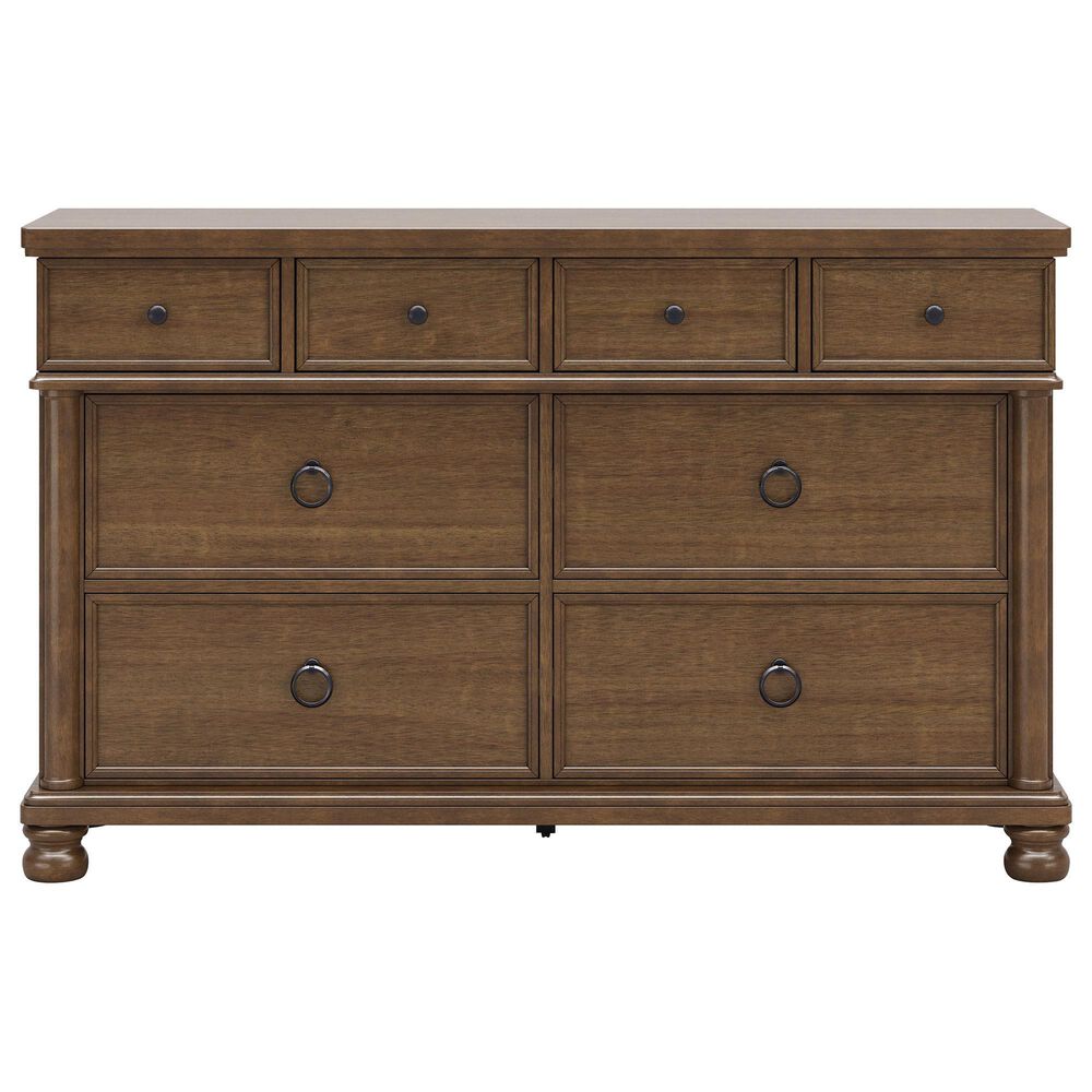 Ashley Rowlenstown King Panel Bed with Dresser, Chest, and Two Nightstands in Brown, , large