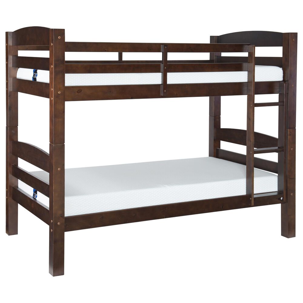Linon Home Decor Levi Twin Over Twin Bunk Bed in Espresso, , large