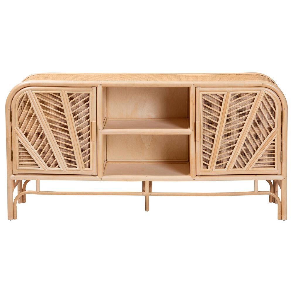 Baxton Studio Carabella 2-Door Rattan Storage Cabinet in Natural, , large