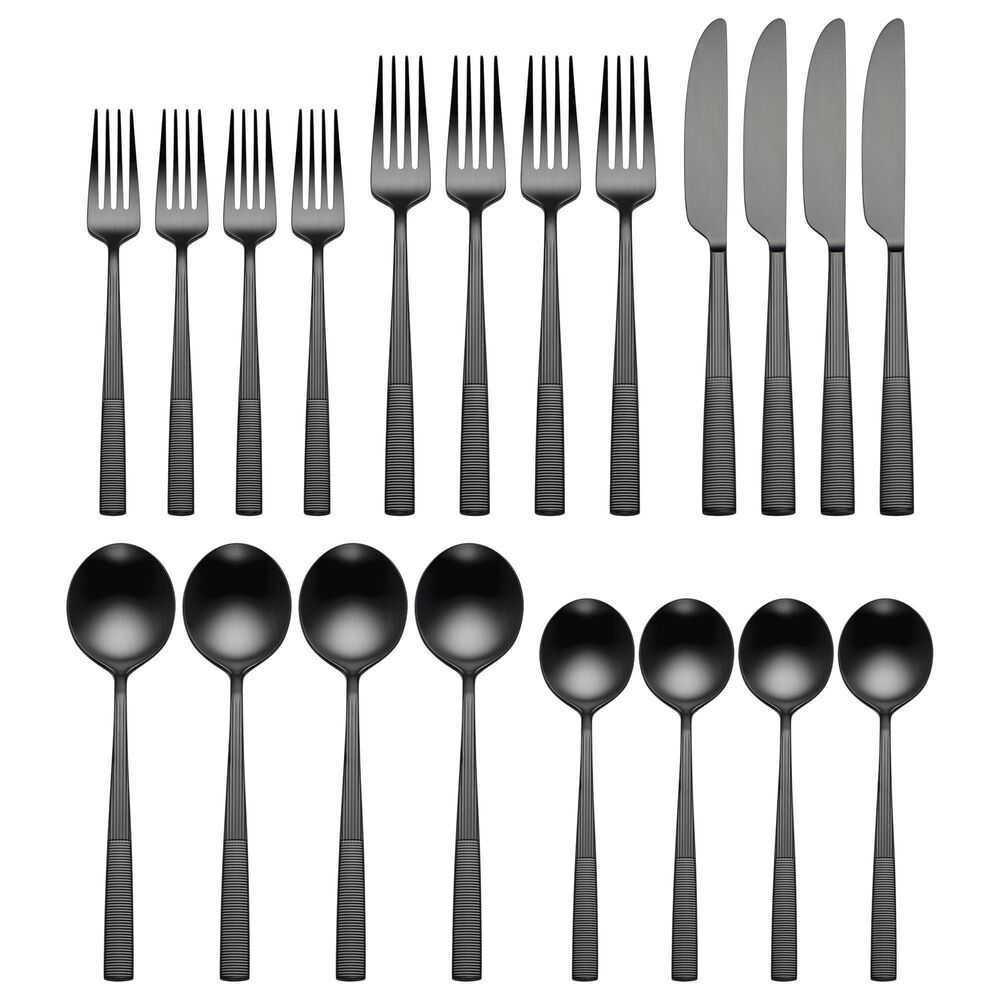 Oneida Modulus 20-Piece Flatware Set in Black Satin, , large