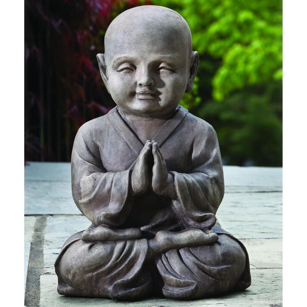 Alfresco Home Praying Buddha Patio Statue in Antique Brown, , large