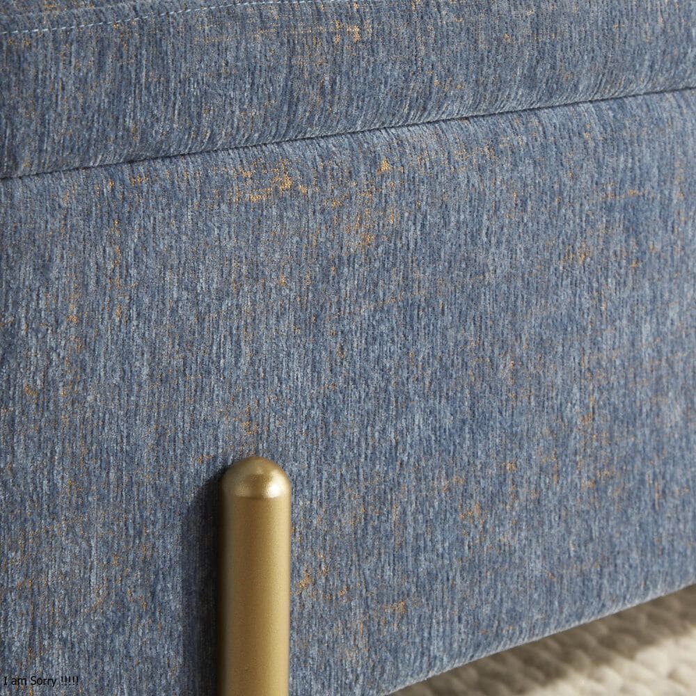 Lumisource Daniella Storage Bench with Blue Cushion in Gold, , large