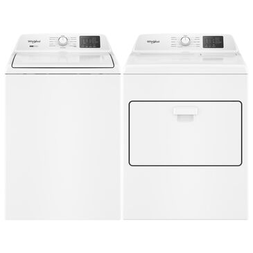 WHIRLPOOL 4.3 Cu. Ft. Top Load Agitator Washer and 7.0 Cu. Ft. Electric Front Load Dryer Laundry Pair in White, , large