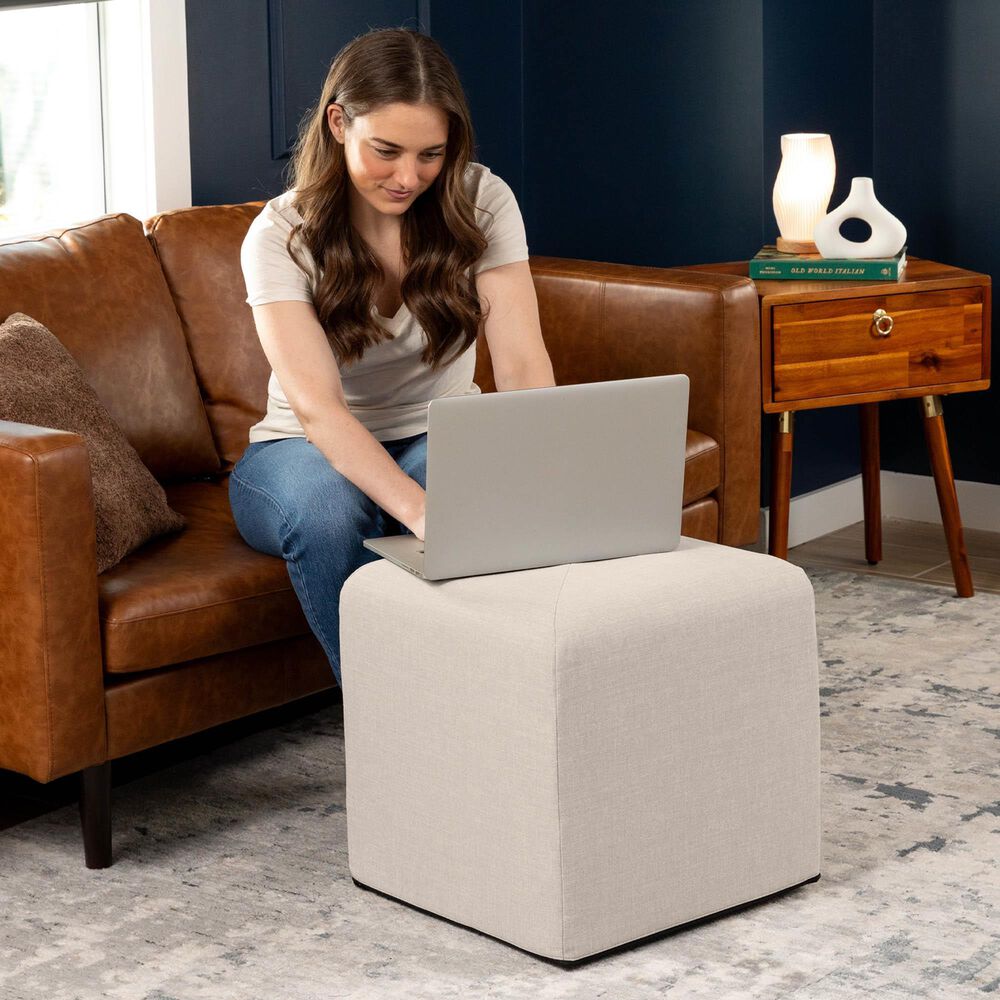 Jaxx Monroe Small Ottoman in Mist Light Grey, , large