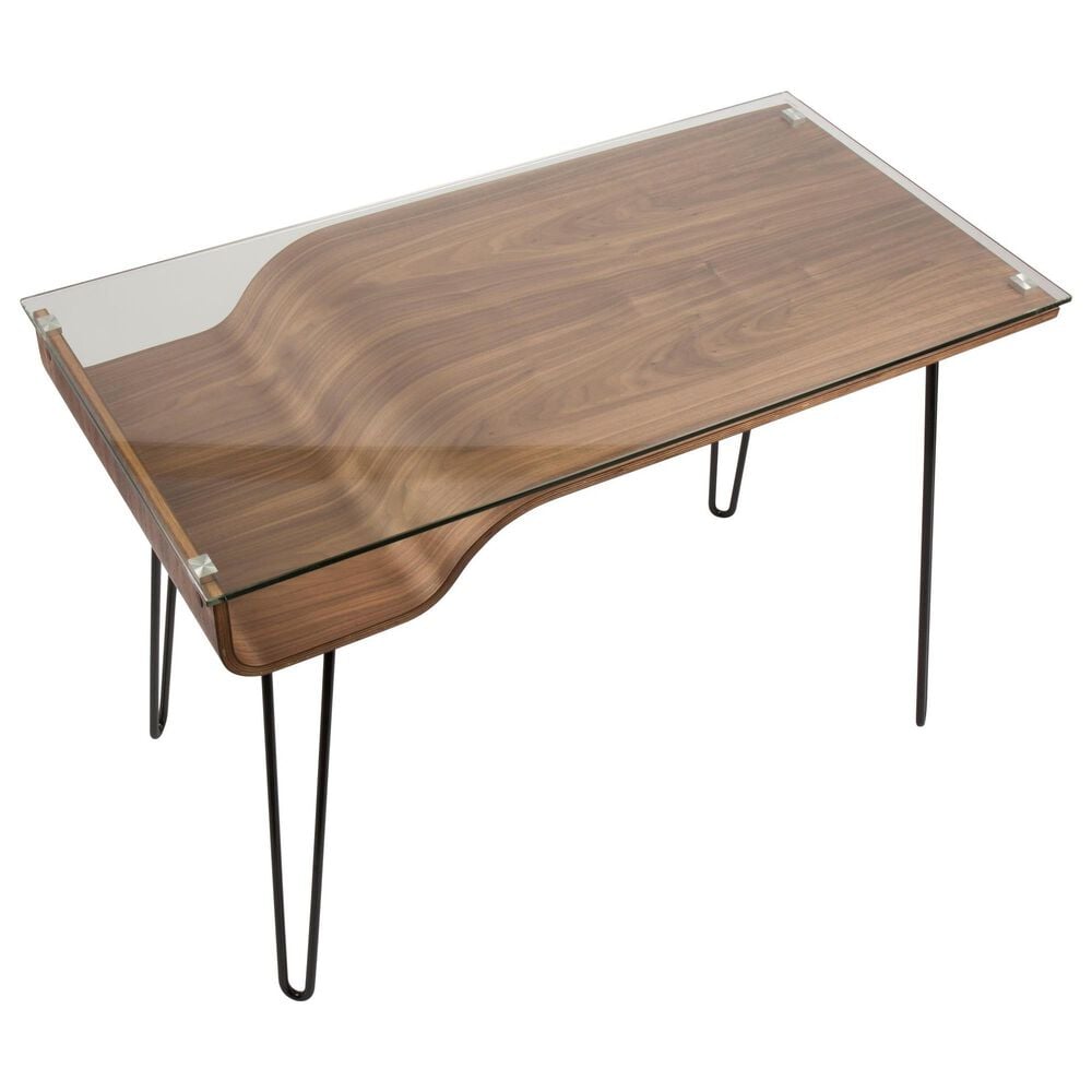 Lumisource Avery Writing Desk in Black, Walnut and Clear, , large