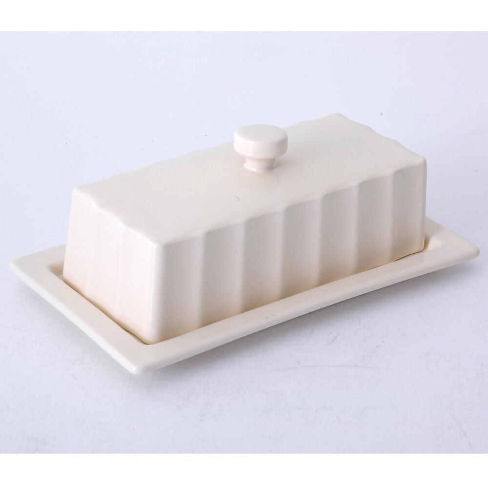 Gibson Overseas, Inc Broadbrook 8.1" Butter Dish in Cream, , large