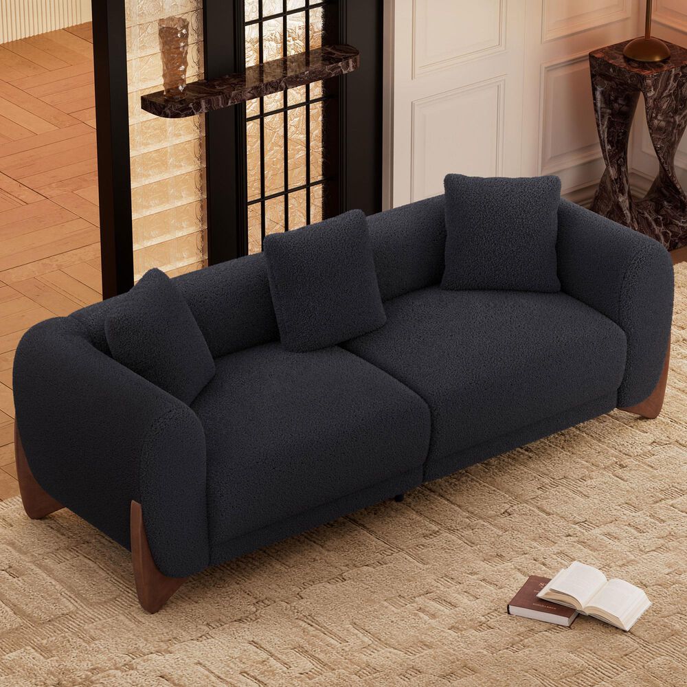 Morden Fort Cloud Boucle Stationary Sofa in Black, , large