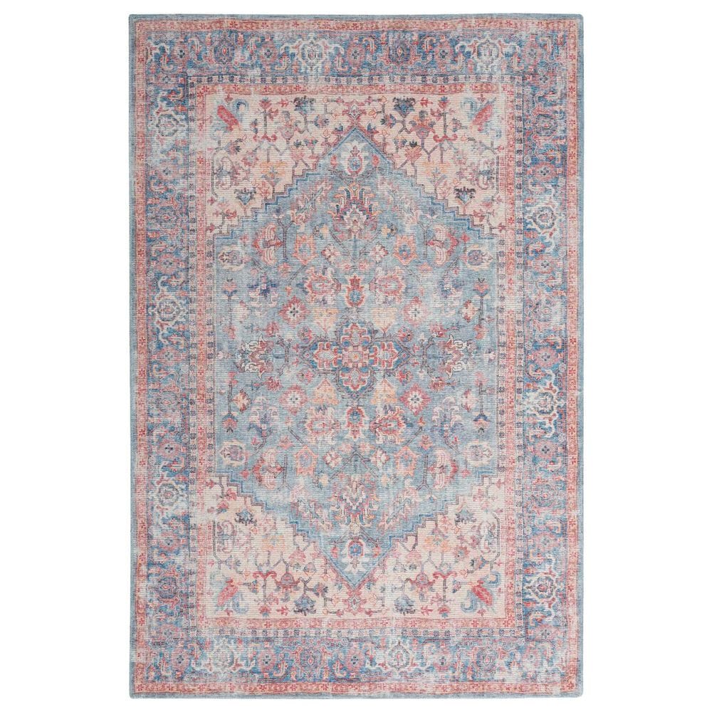 57 Grand by Nicole Curtis Series 1 2" x 6" Blue, Ivory and Red Runner, , large