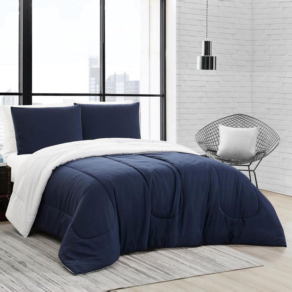 Pem America 2-Piece Twin Comforter Set in Grey and Navy, , large