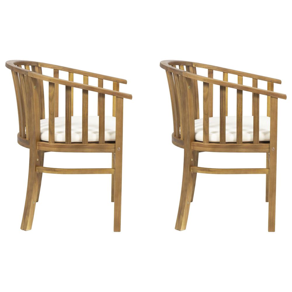 Hearth and Haven Outdoor Dining Chair with Cream Cushion in Teak (Set of 2), , large