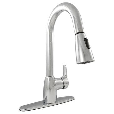 MS International Pull-Out Sprayer Kitchen Faucet with Deckplate in Polished Chrome, , large