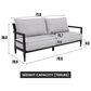 Hearth and Haven Modern Outdoor Bench Sofa with Cast Silver Cushion in Ember Black, , large