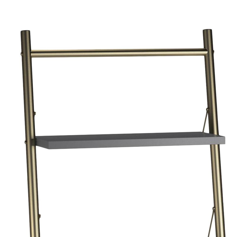 CosmoLiving by Cosmopolitan CosmoLiving Nova 4-Shelf Ladder Bookcase in Graphite Gray and Gold, , large