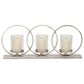 Maple and Jade Overlapping Rings Pillar 3 Plate Geometric Decorative Candelabra in Silver, , large
