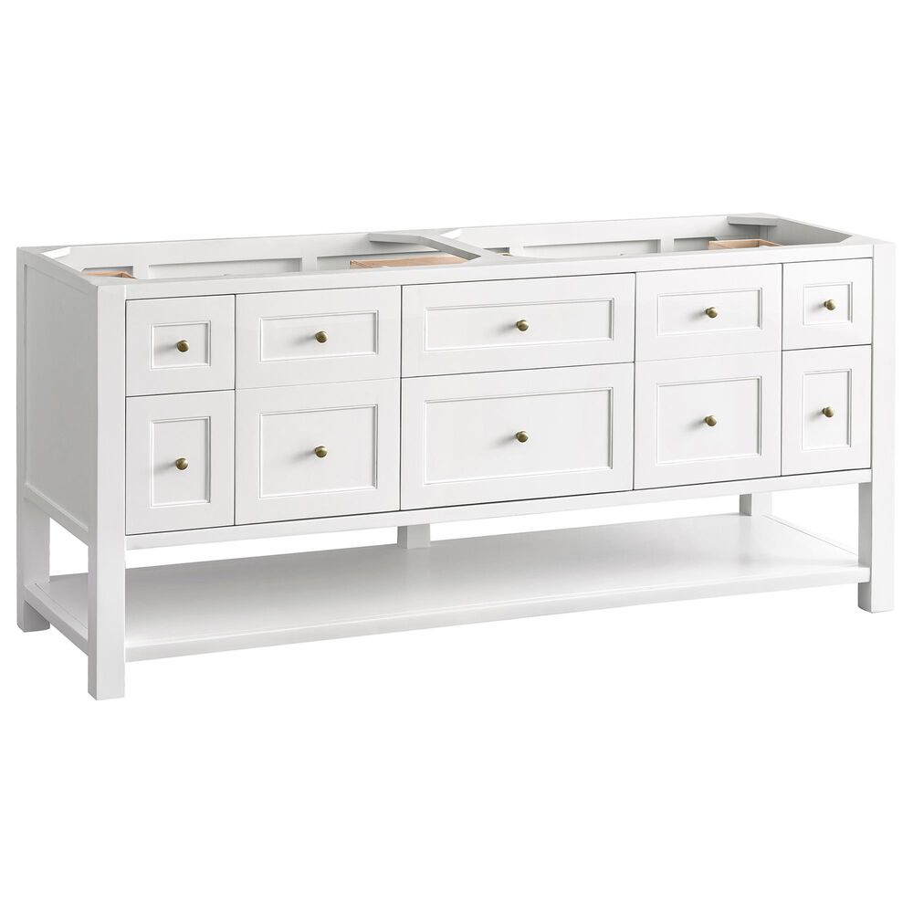 James Martin Vanities Breckenridge 72" Double Bathroom Vanity in Bright White with 3 cm Eternal Jasmine Pearl Silestone Top, Rectangular Sinks and FreePower Wireless Charger, , large